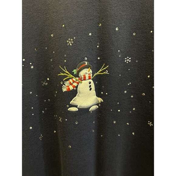 Vintage Morning Sun Cottage Grandma Core Christmas Sweatshirt Sz Large Snowman - Picture 2 of 7